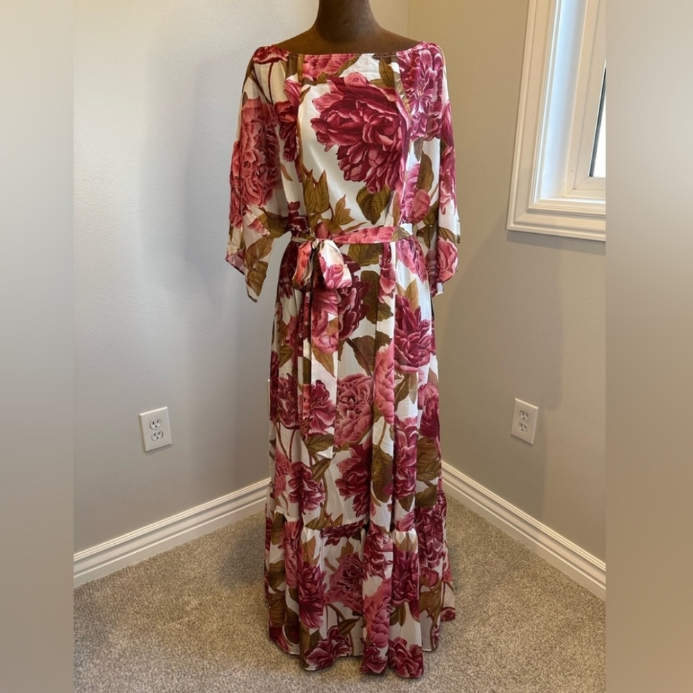 JOYFOLIE SEVERINE DRESS IN SHEER BOUGAINVILLE A FLORAL - Picture 6 of 12
